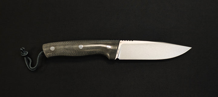 Schnitzel KVIN : Couteau outdoor/buschcraft – Manche Micarta vert-brun