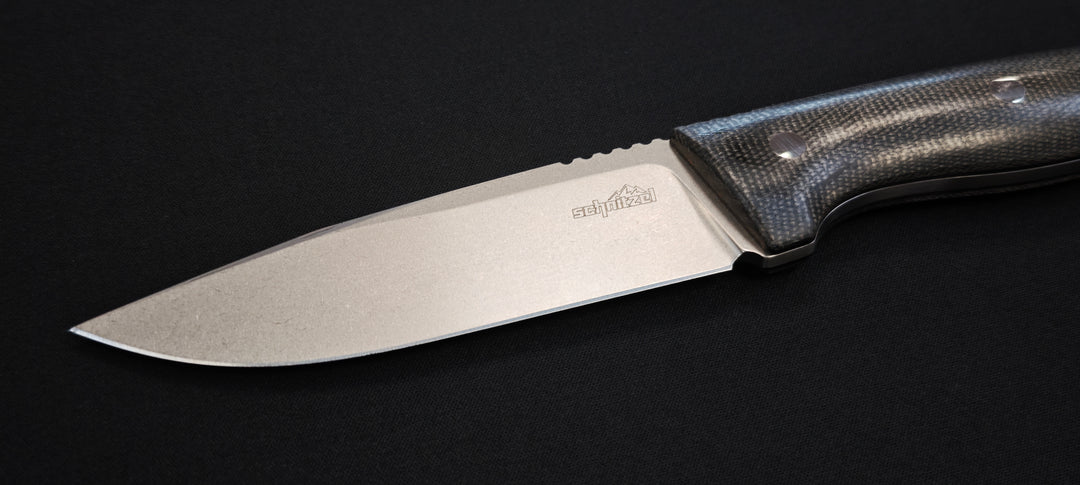 Schnitzel KVIN : Couteau outdoor/buschcraft – Manche Micarta vert-brun