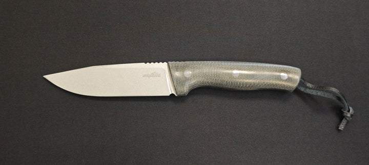 Schnitzel KVIN : Couteau outdoor/buschcraft – Manche Micarta vert-brun