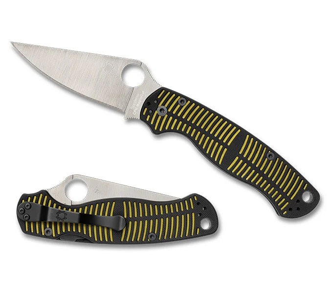 Spyderco Para Military 2 Salt CPM MagnaCut – Manche G-10 Jaune/Noir | Made in USA