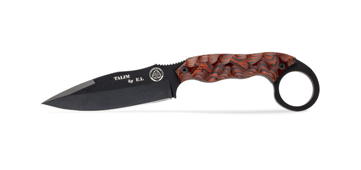 Wildsteer TALIM TOXIFIÉ – Couteau tactique 14C28N pour self-défense avec manche pakkawood toxifié & étui Kydex P.TAC