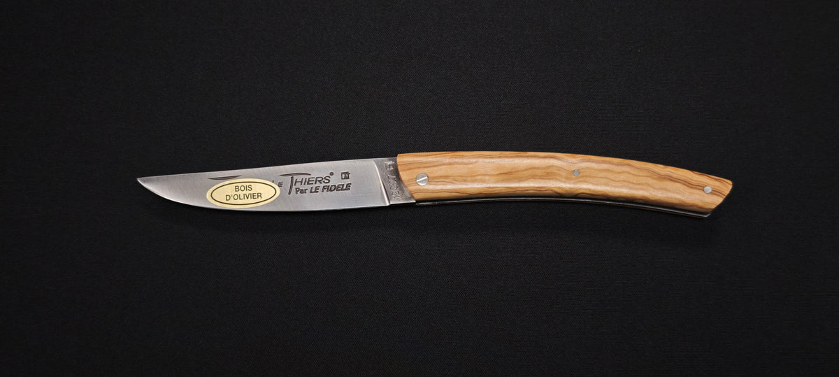 Couteau pliant Le Thiers par le Fidèle - Manche en bois d'olivier