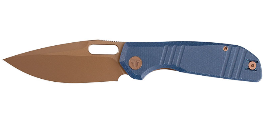Trivisa Gecko-LM couteau pliant EDC avec manche Micarta bleu.