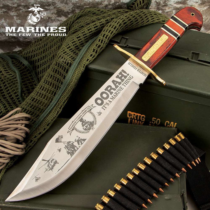 Édition commémorative Marines : Bowie USMC UC3387 avec fourreau en cuir