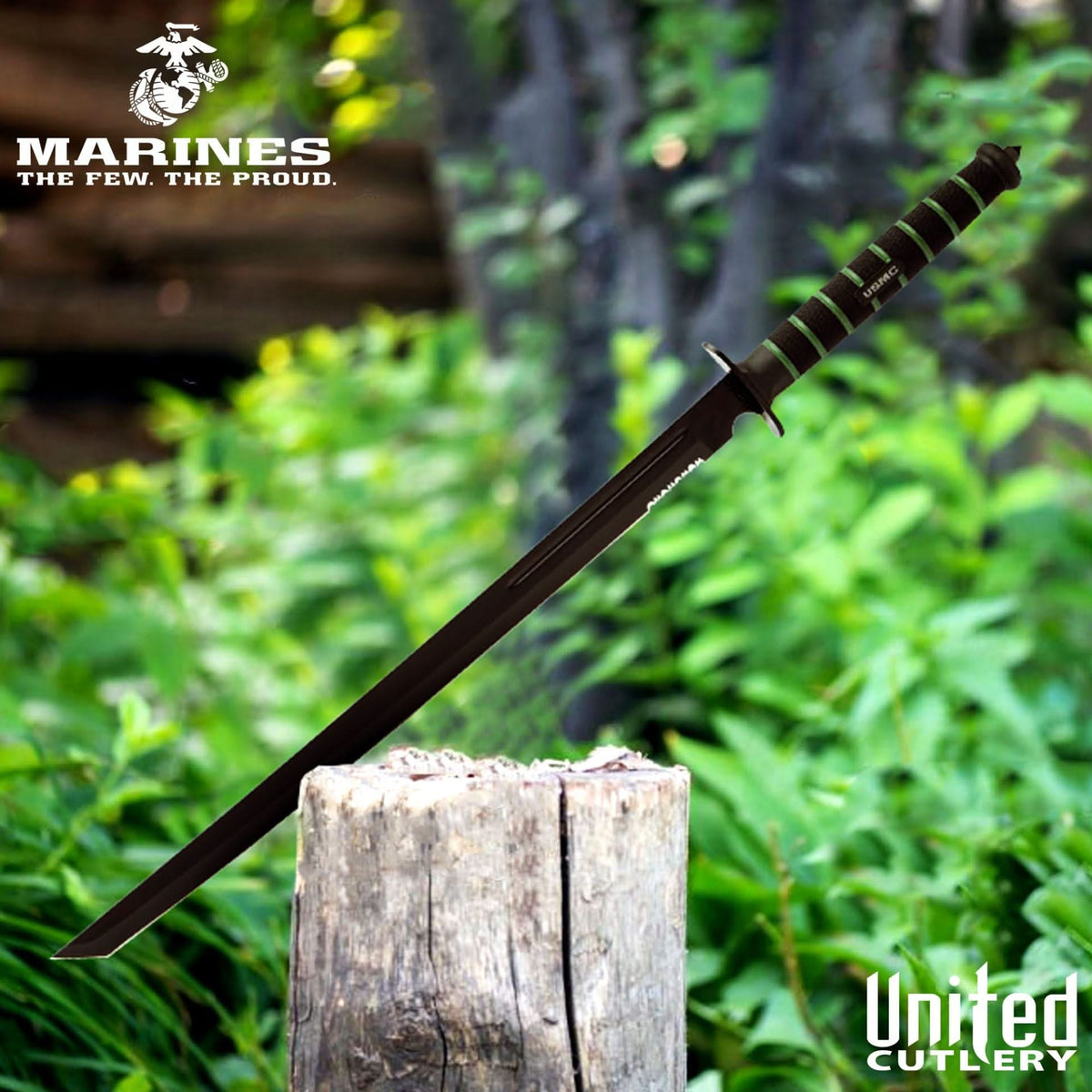 United Cutlery UC3157, épée USMC Blackout Combat Tanto avec étui nylon