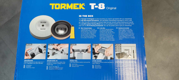 Verso de la boite de notre affuteur professionnel tormek