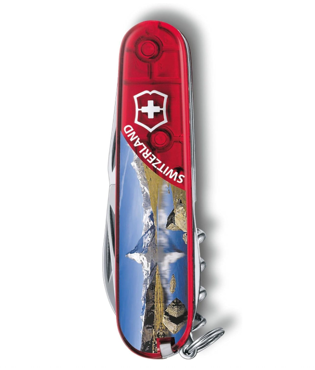 Victorinox 1.3703.TE2B1 Climber Mattherhorn Couteau Suisse Multifonction 14 Outils – 91 mm Rouge Transparent