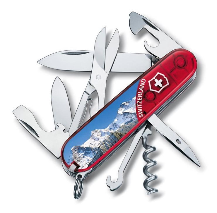 Victorinox 1.3703.TE3B1 Climber Piece of Switzerland – Couteau Suisse Multifonction 91 mm avec 14 Fonctions