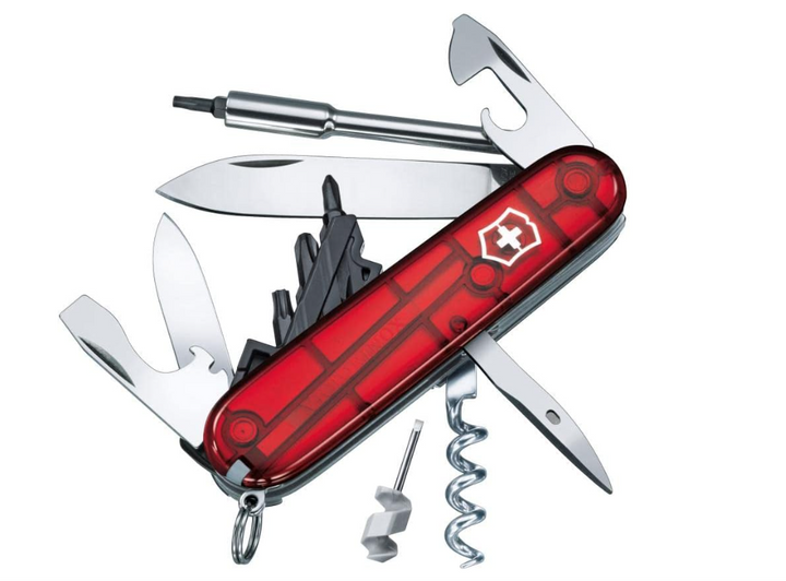Victorinox 1.7605.T Cyber Tool S – Couteau Suisse Multifonctions 27 Outils, Rouges Translucide