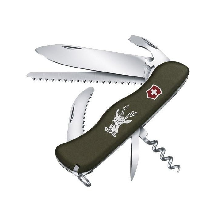 Victorinox 0.8573.4 Couteau Suisse Hunter OD Vert – 12 Outils Multifonctions