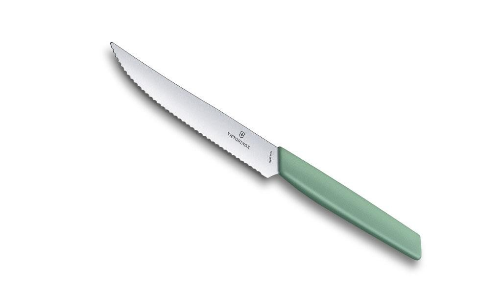 Couteau à steak Victorinox Swiss Modern vert pastel vendu à l'unité.