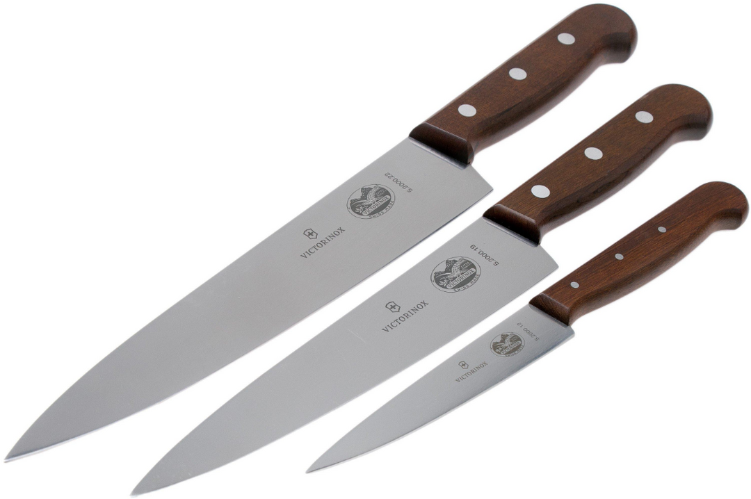 Victorinox Wood 3 – Set de cuisine 3 pièces au manche bois élégant  ref 5.1050.3G