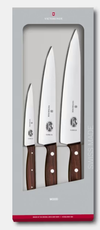 Victorinox Wood 3 – Set de cuisine 3 pièces au manche bois élégant  ref 5.1050.3G