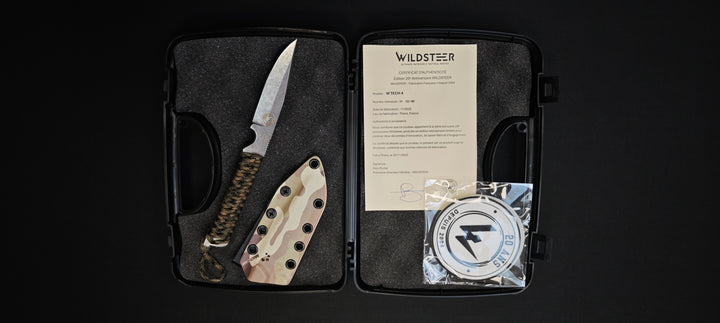 WILD TECH 4 – Couteau tactique SANDVIK 14C28N avec brise-vitre manche Paracorde & étui Kydex - 20 ème anniversaire Numéroté : 13/40