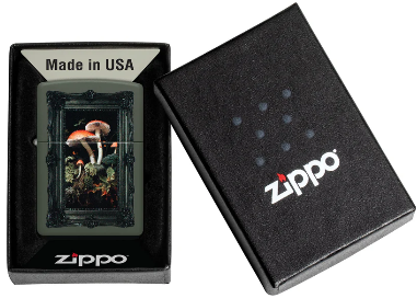 Briquet Zippo Champignons Colorés – Édition Encadrée Green Matte