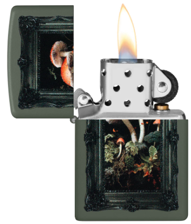 Briquet Zippo Champignons Colorés – Édition Encadrée Green Matte