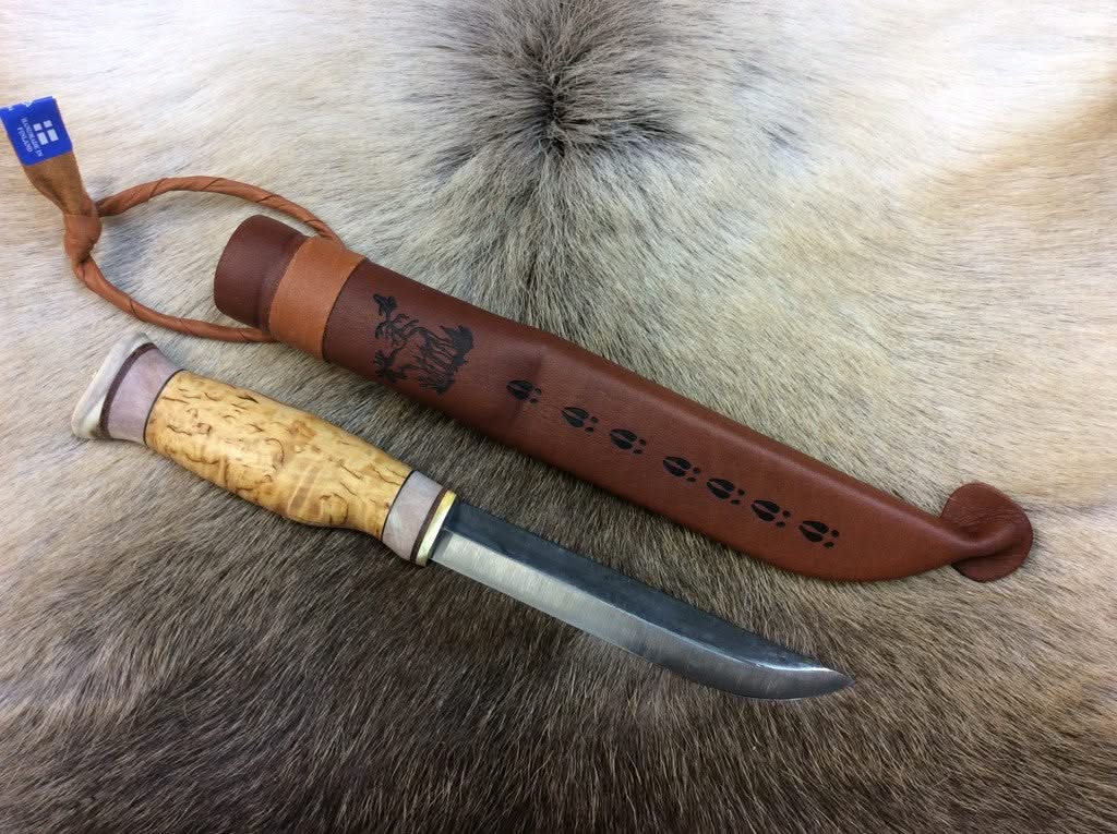 Wood Jewel 23V13 Vuolu 13 avec manche en bouleau madré et bois de renne