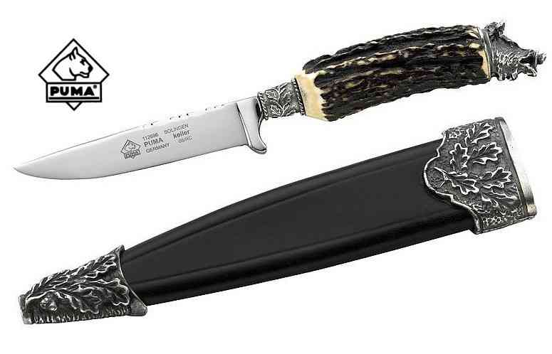 PUMA Keiler 340710 – Couteau de chasse avec manche en bois de cerf