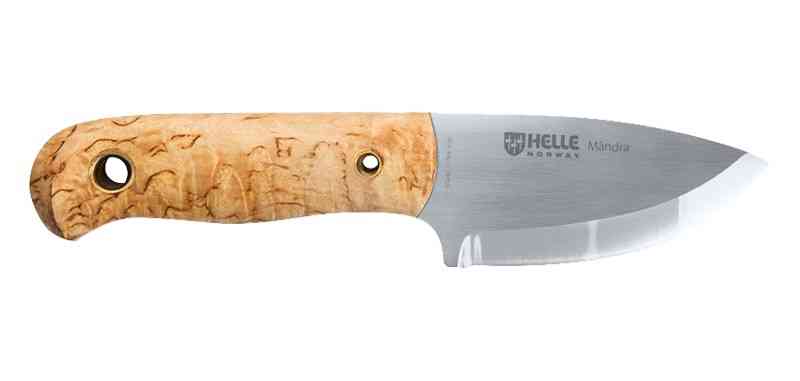 Helle Mandra H620 – Vue du couteau fixe et manche en bouleau