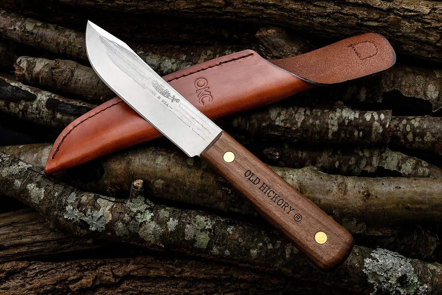 Couteau de chasse Ontario Old Hickory OH7026 avec étui en cuir