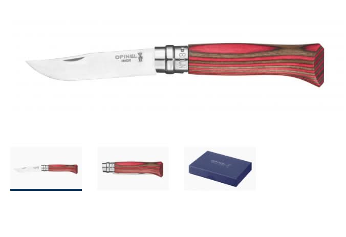 Superbe Opinel N°08 Collection Bouleau Lamellé - 