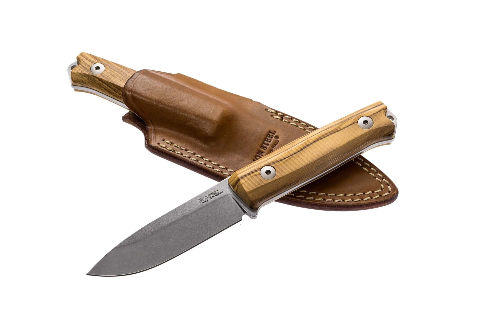 LionSteel B40 UL – couteau fixe Sleipner à manche en olivier