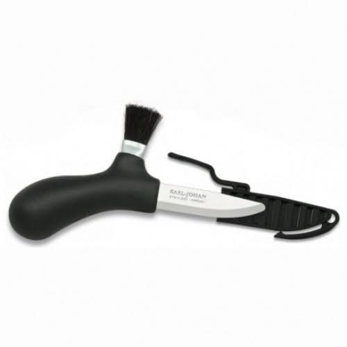Morakniv Karl‑Johan 10906, couteau à champignons noir avec brosse