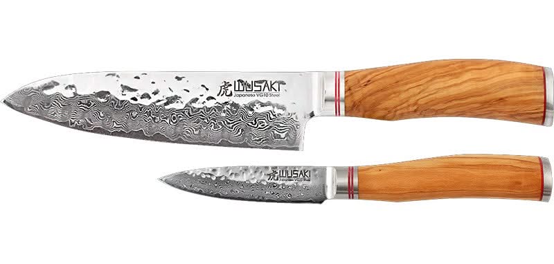 Wusaki Coffret Couteau Santoku alveole + Office - 