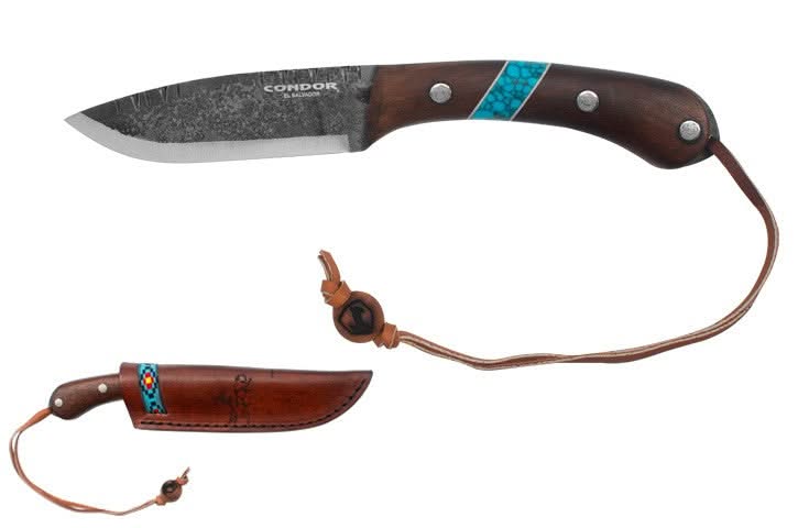 Condor Blue River 62729, couteau fixe avec manche en noyer et étui cuir