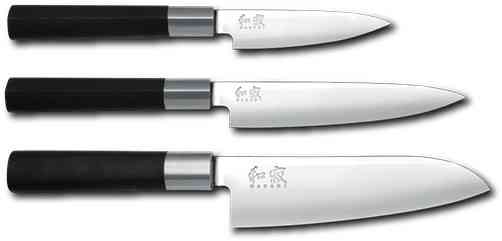 KAI Wasabi Black 67S-310, set de trois couteaux de cuisine japonais