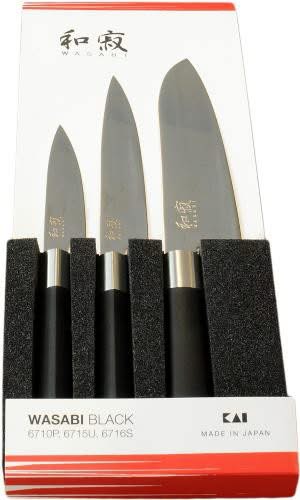 KAI Wasabi Black 67S-310, set de trois couteaux de cuisine japonais