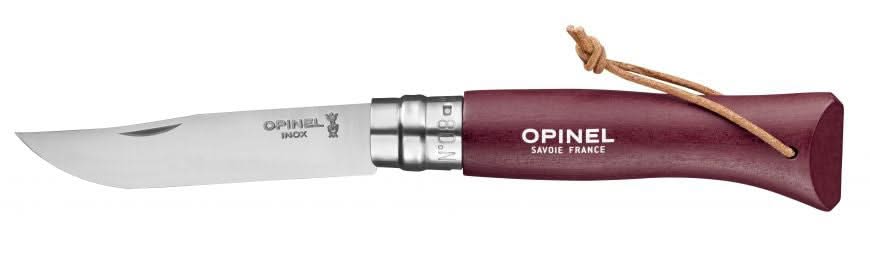 Opinel N°08 Baroudeur Grenat avec lacet – Coutellerie Marcin