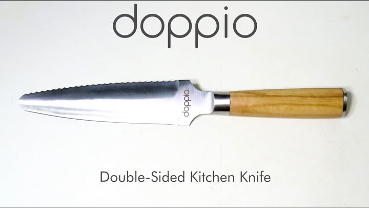 Doppio - Couteau de cuisine double face , double tranchant ,manche d'olivier - 