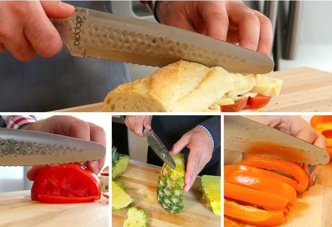 Doppio Couteau de cuisine double face , double tranchant ,manche d'olivier - 
