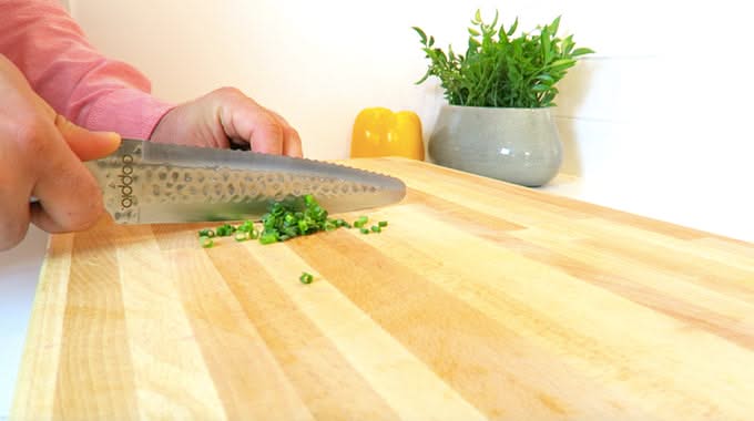 Doppio Couteau de cuisine double face , double tranchant ,manche d'olivier - 