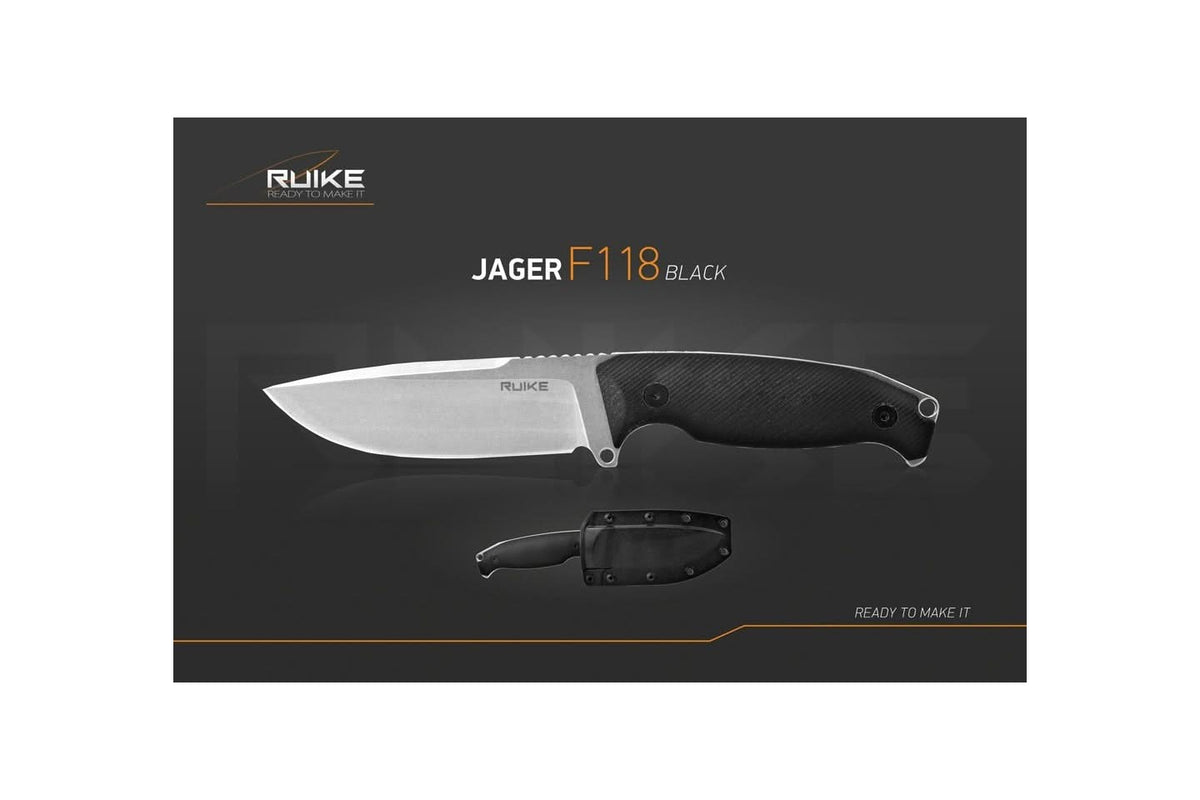 Ruike Jager F118-B – couteau fixe 14C28N noir – vue 2