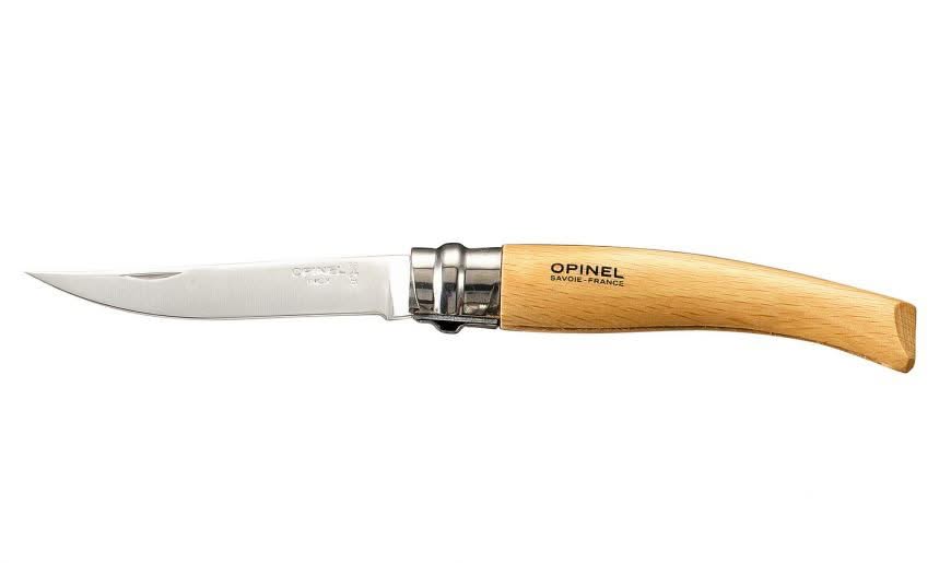 Opinel Effilé N°08 Hêtre – Couteau pliant inox 8 cm avec Virobloc