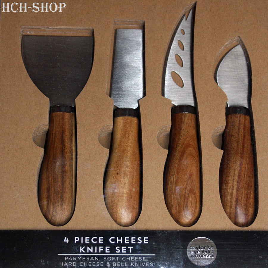 Ensemble de couteaux à fromage Taylors Eye 4pcs. avec des bols en bois d'acacia - 
