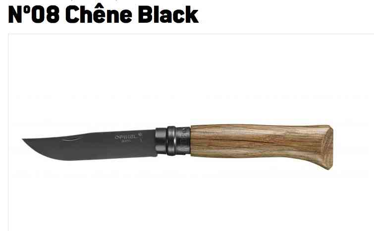 Opinel N°08 Chêne Black – couteau pliant à lame noire – vue 2