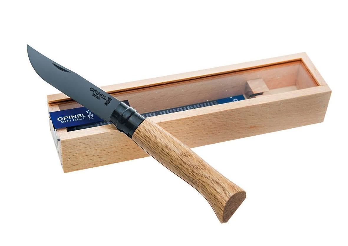 Opinel N°08 Chêne Black – couteau pliant à lame noire – vue 1