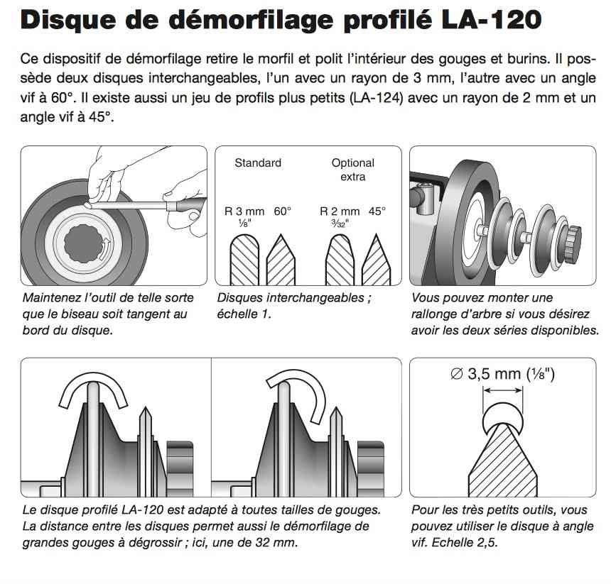 Tormek LA120 Disque de démorfilage profilé