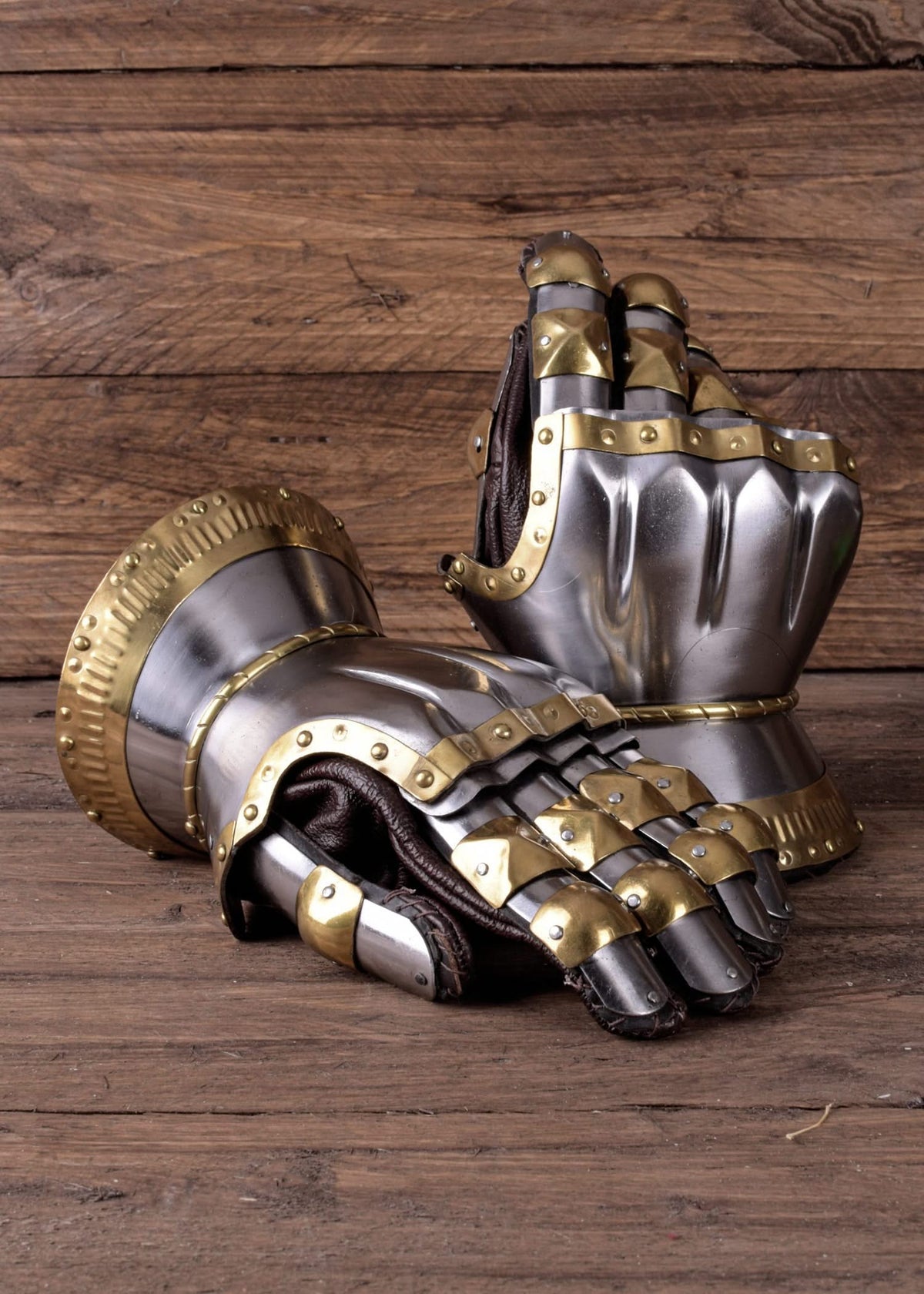 copy of Wiking Gants de sablier médiévaux Churburg Acier et laiton - 