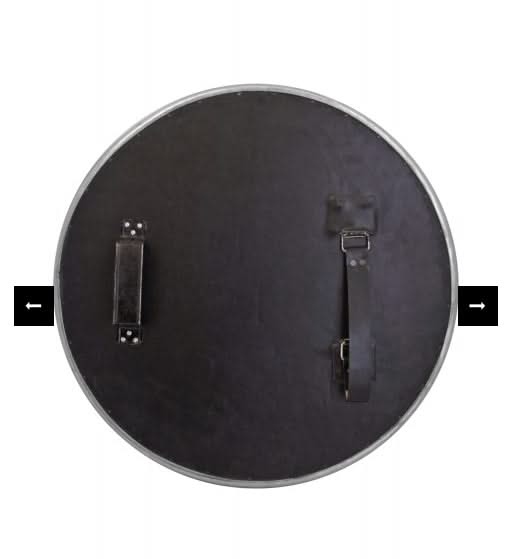 Bouclier rond en bois avec raccords en acier - 