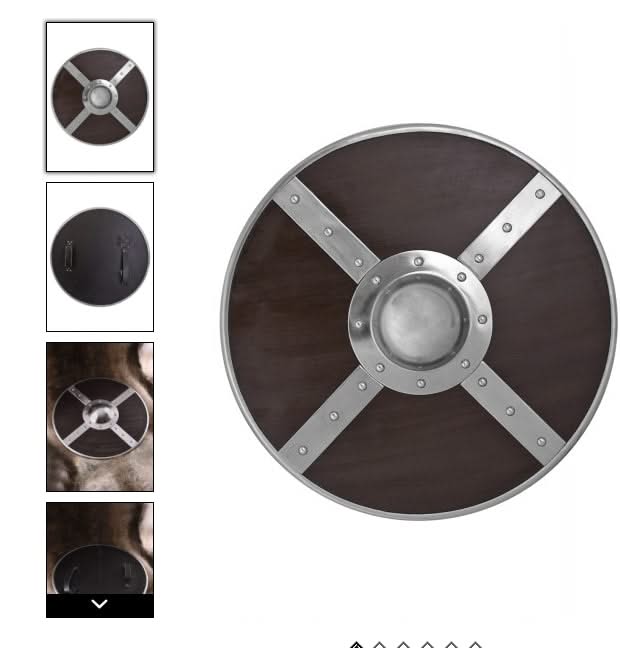 Bouclier rond en bois avec raccords en acier -