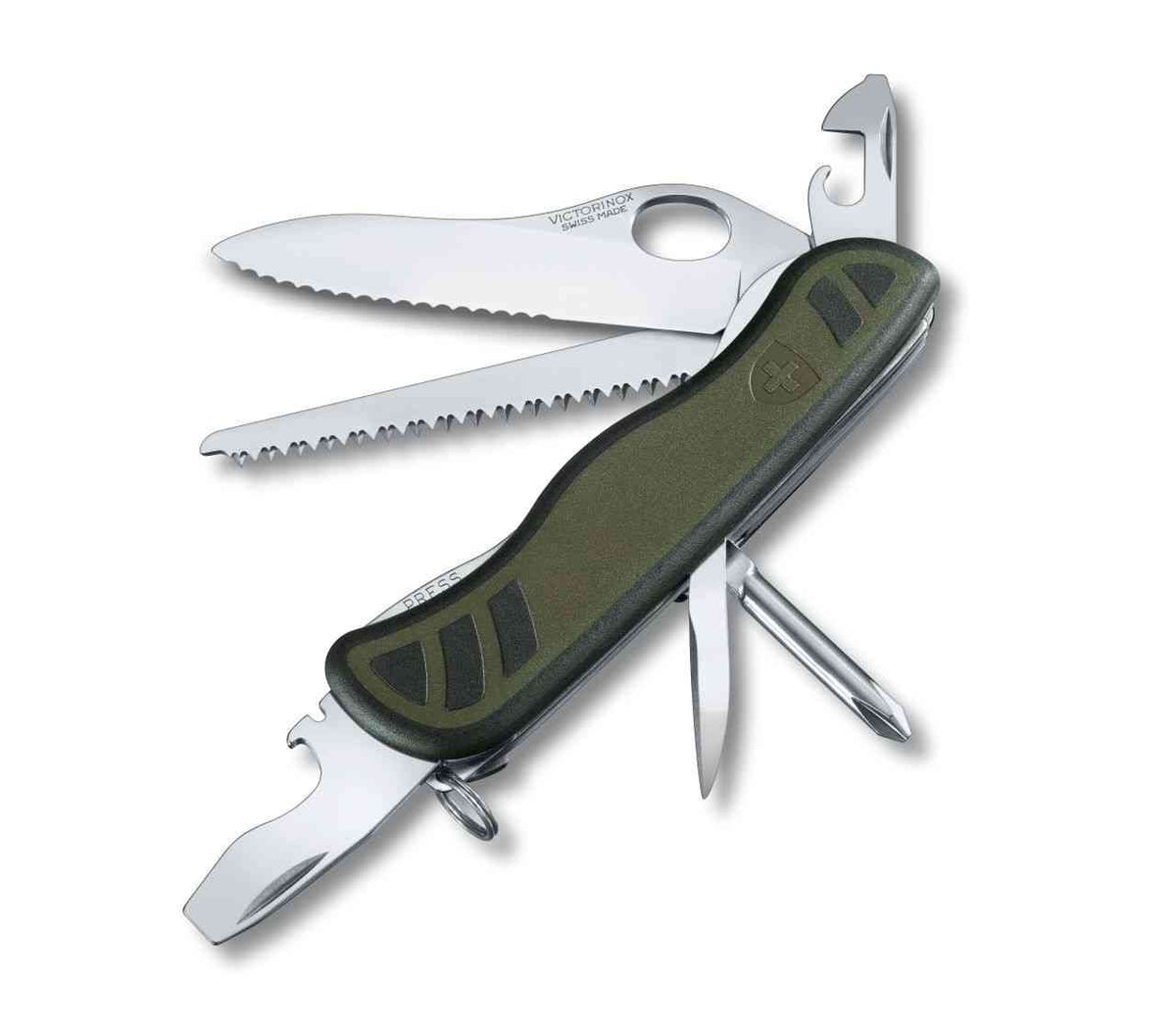 Grün-schwarzes Victorinox Schweizer Soldatenmesser 08
