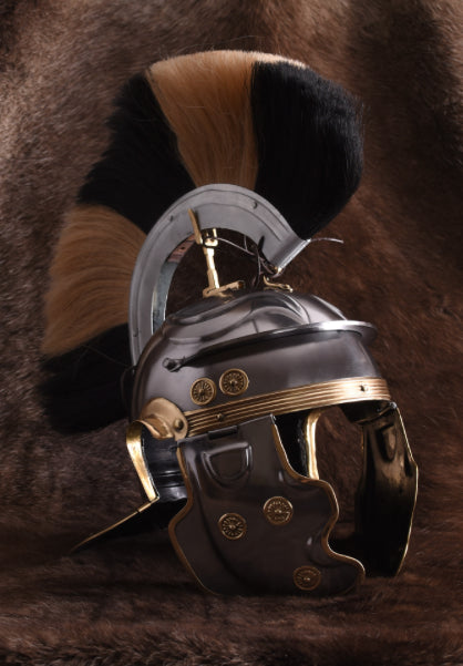 Casque romain gaulois impérial -G- Weisenau en acier avec panache de casque - 