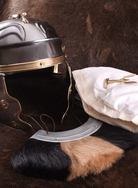 Casque romain gaulois impérial -G- Weisenau en acier avec panache de casque - 