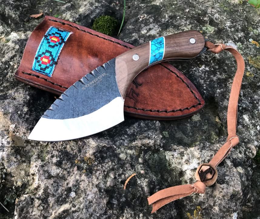 Condor Blue River Skinner 60046, couteau de chasse avec étui cuir