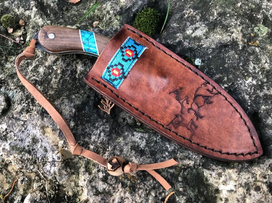 Condor Blue River Skinner 60046, couteau de chasse avec étui cuir