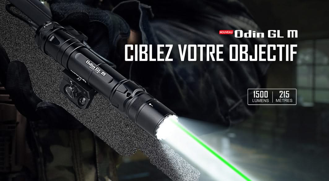 Olight Odin GL M - Lampe Tactique Avec Laser Vert 1500 Lumens - 